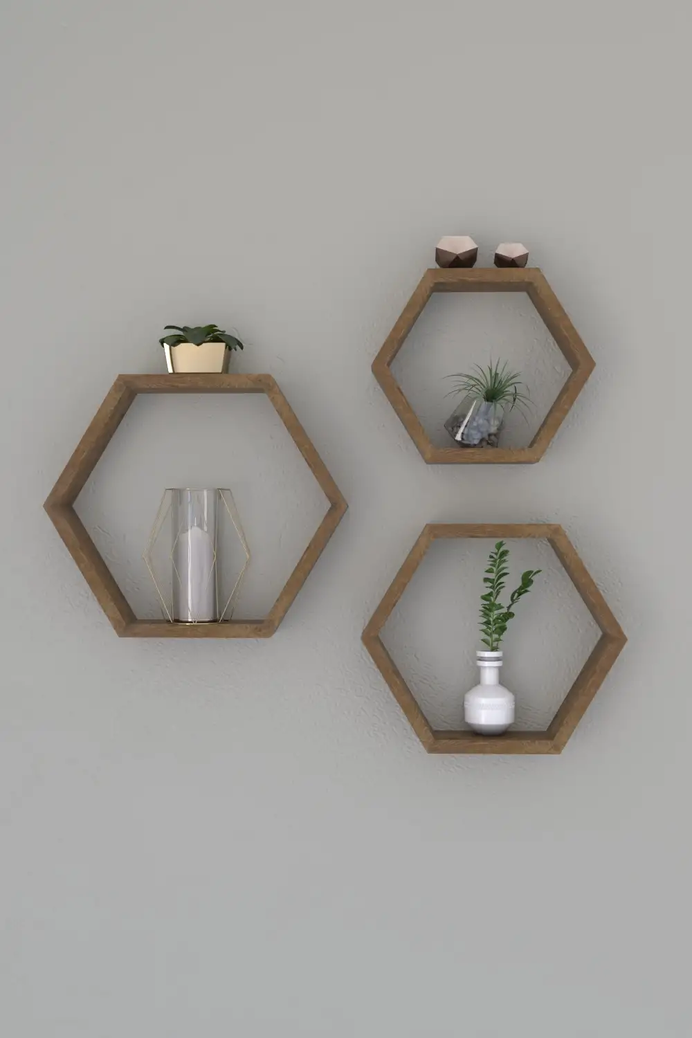 Set 3 Rafturi din lemn Uclu Homs, 40 x 35 x 9 cm, maro