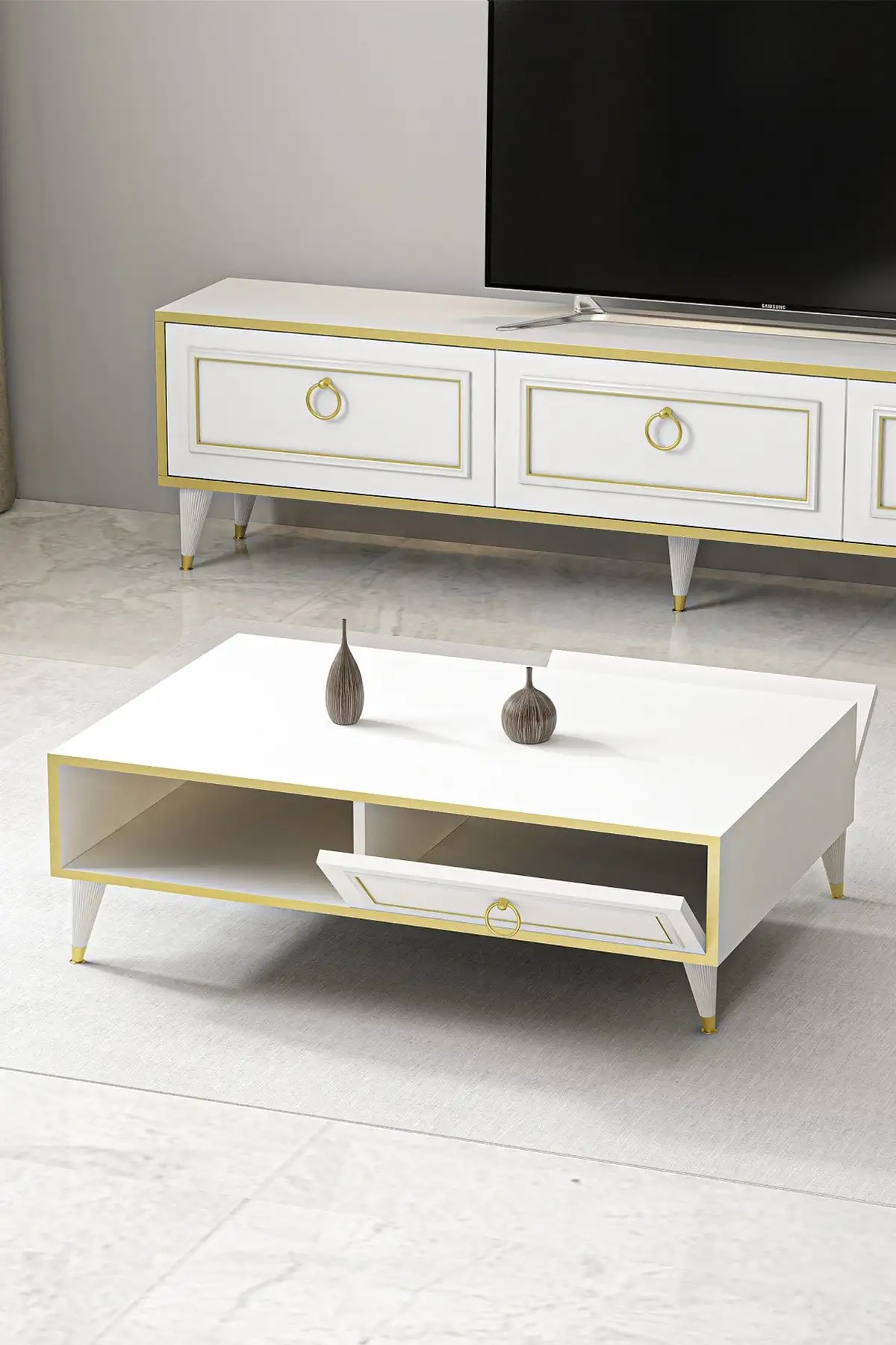 Masa cafea cu spatii depozitare Elegance Homs 90 x 60 cm