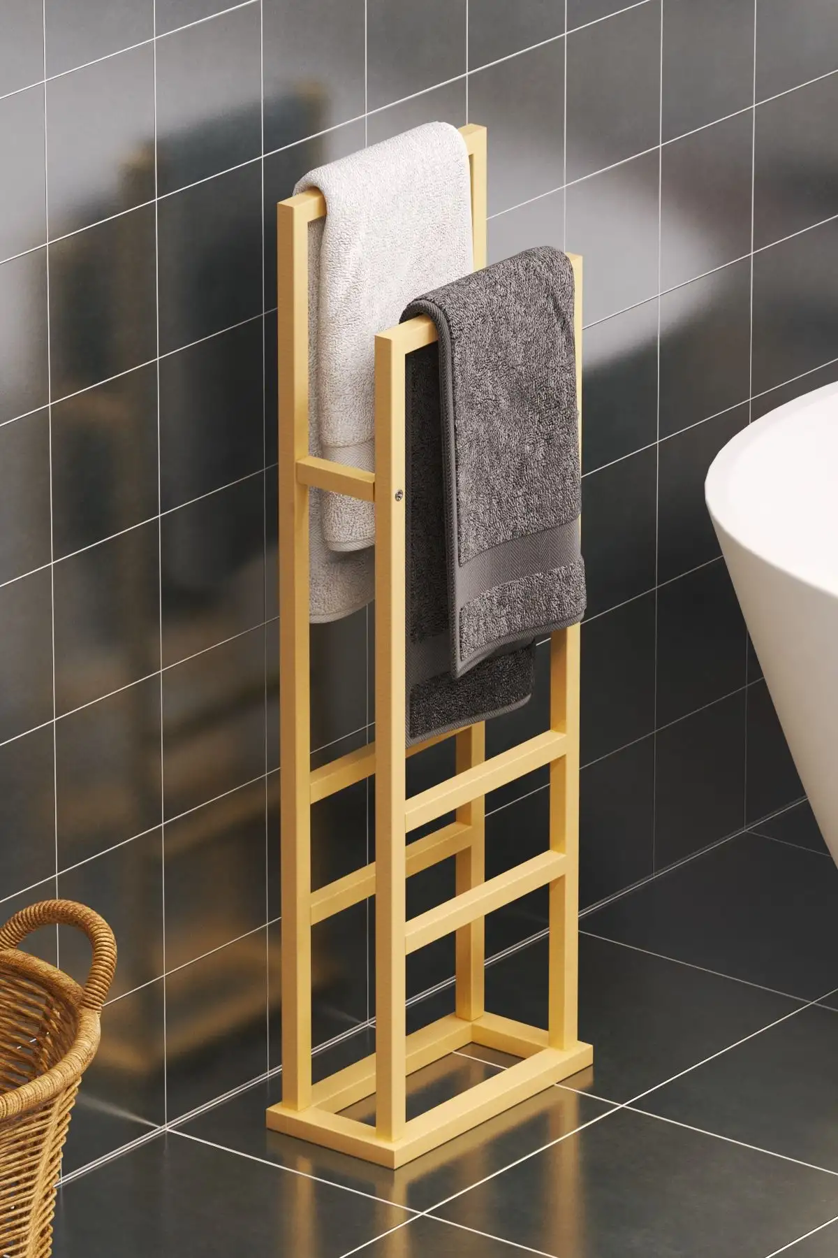 Suport prosop Vella, din metal pentru baie, 90 cm,gold